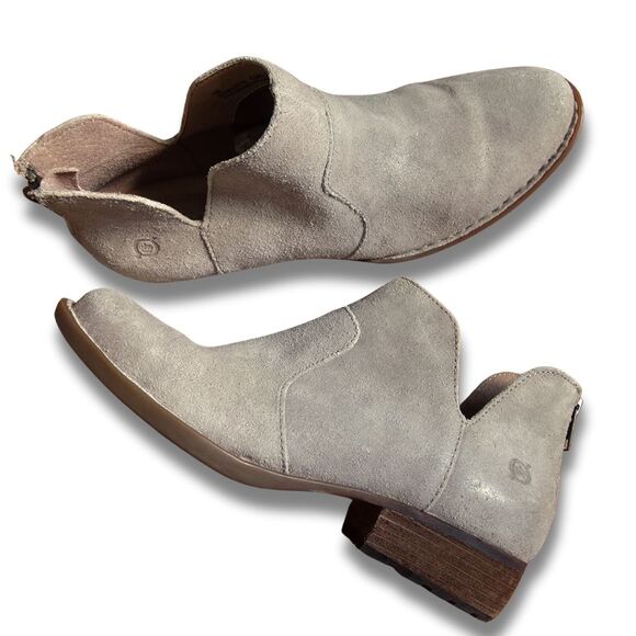 BORN Kerri Suede Ankle Bootie 9M Cut Out Zip Tan Western Boho - Picture 3 of 14